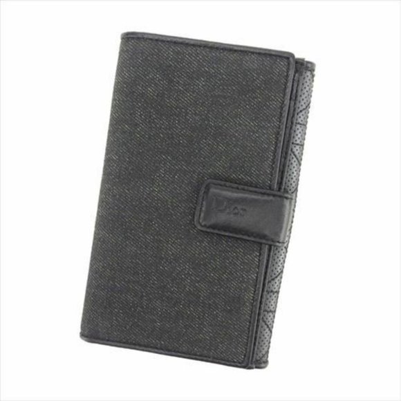 AUTH Dior Wallet Purse Long Wallet Black Canvas Leather Mens - Picture 1 of 7